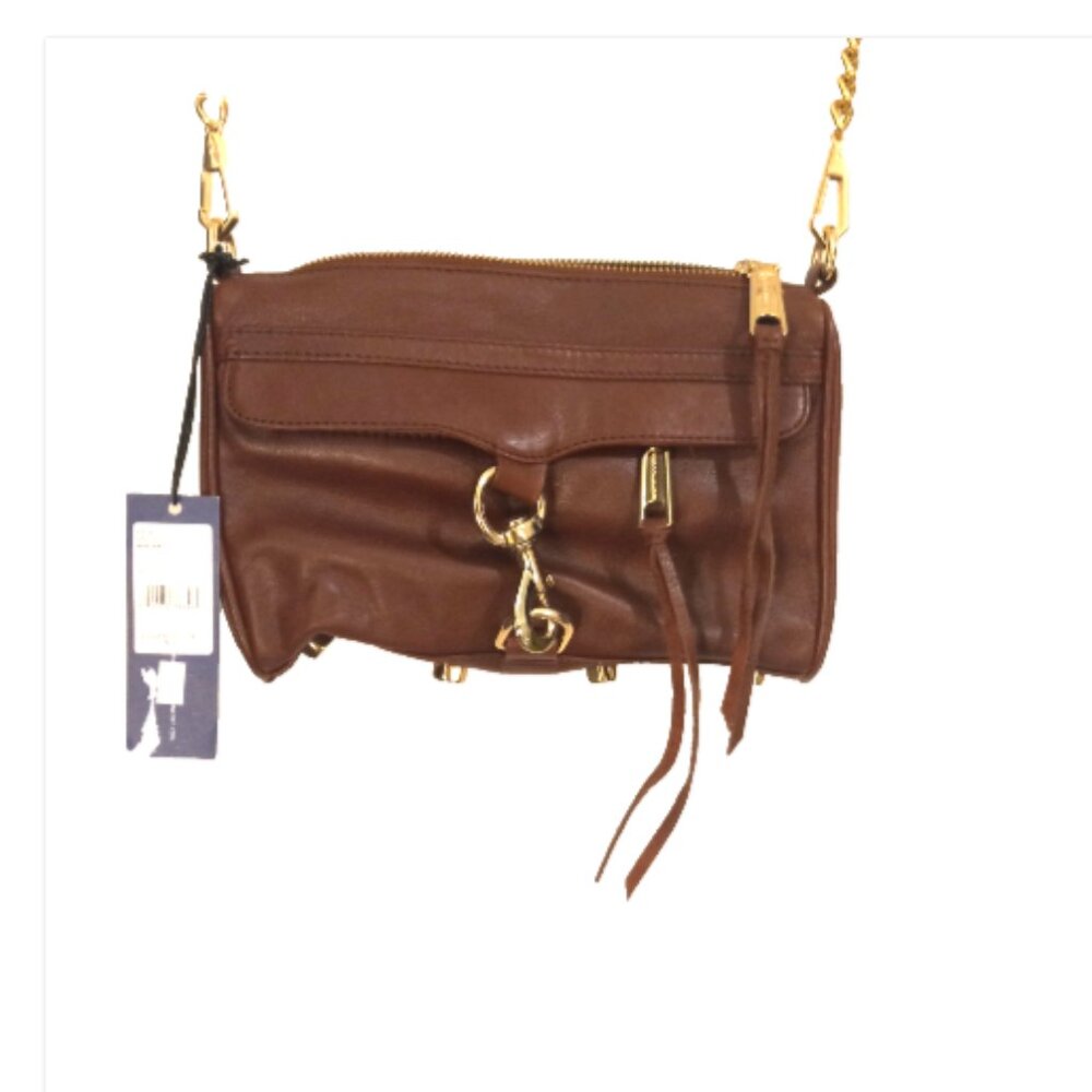 Rebecca Minkoff Mini MAC Crossbody Bag Mahogany Brown Leather Chain Strap NWT
